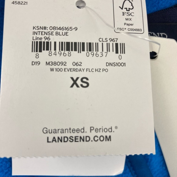 Lands’ End | Intense Blue Fleece Pullover XS NWOT - Picture 5 of 10